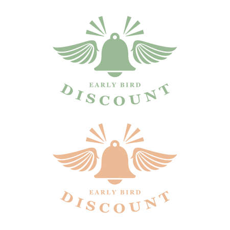 Vintage early bird discount vector icons set on white backgroundのイラスト素材