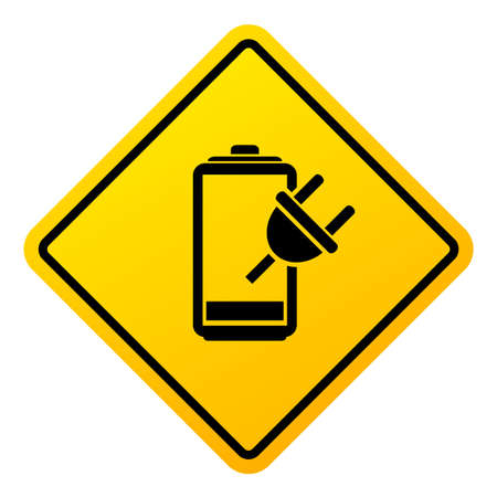 Low energy and empty battery warning sign on white backgroundのイラスト素材