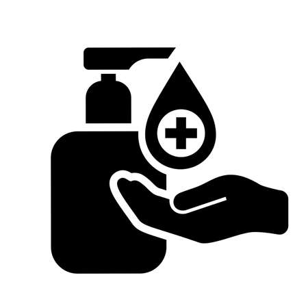 Disinfect and sanitise your hands vector icon isolated on white backgroundのイラスト素材