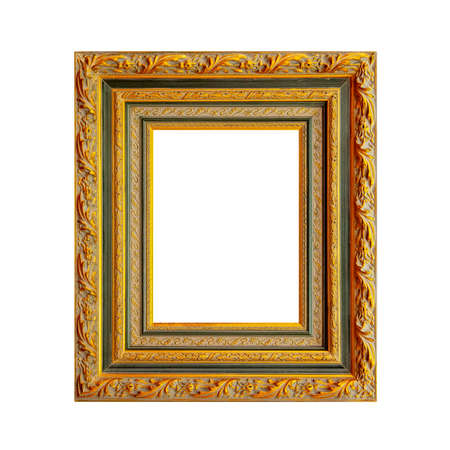 Ornare wooden frame isolated on white backgroundの写真素材