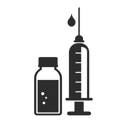 Syringe drug icon isolated on white backgroundのイラスト素材