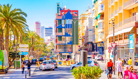 Benidorm, Spain - 14 March 2019: Benidorm resort city view, Costa Blanca regionのeditorial素材