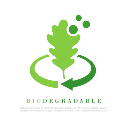 Biodegradable abstract with oak leaf, vector illustrationのイラスト素材