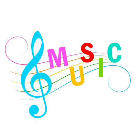 Colorful music staff icon isolated on white backgroundのイラスト素材