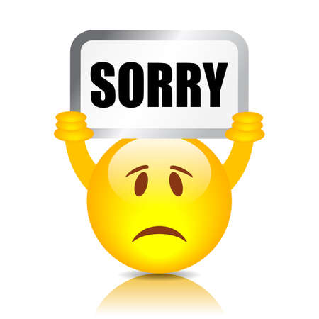Emoticon with sorry sign, vector illustration on white backgroundのイラスト素材