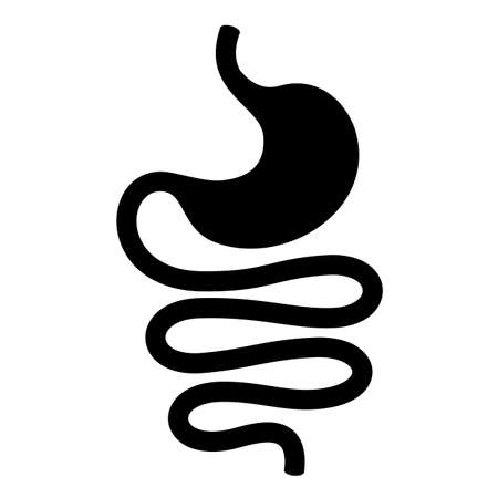 Stomach and intestine icon, digestive tract silhouette on white backgroundのイラスト素材