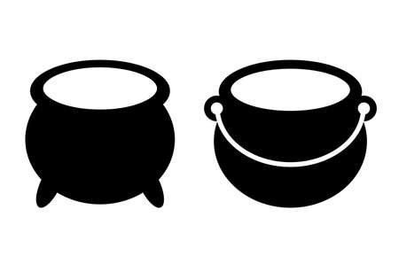 Pot or cauldron vector icon set on white backgroundのイラスト素材