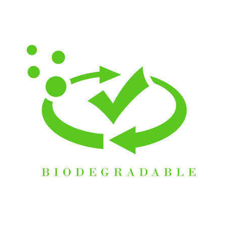 Abstract biodegradable logo with cycle arrows and tick markのイラスト素材