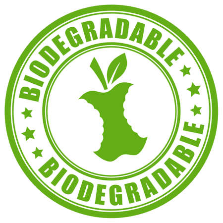 Biodegradable green round label illustrationのイラスト素材
