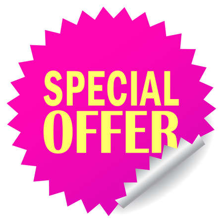 Special offer vector pink sticker on white backgroundのイラスト素材