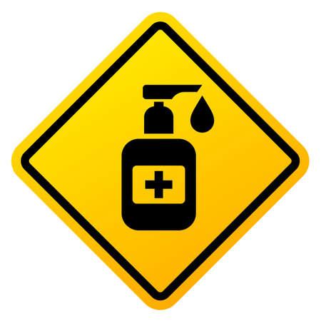 Hand sanitizer warning sign, please sanitize your hands hereのイラスト素材