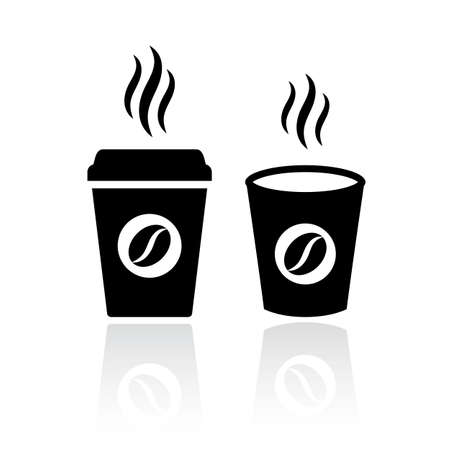 Coffee cup vector icons set isolated on white backgroundのイラスト素材