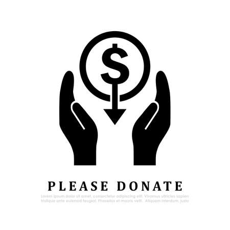 Please donate vector icon on white backgroundのイラスト素材