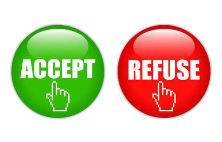 Accept and refuse vector buttons isolated on white backgroundのイラスト素材