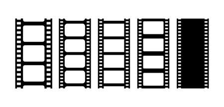 Negative reel and film stip vector icons isolated on white backgroundのイラスト素材