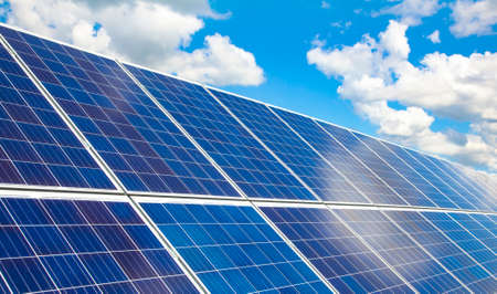 Solar panel and sun energy generator, green energy conceptの写真素材