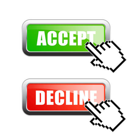 Accept or decline vector buttons isolated on white backgroundのイラスト素材