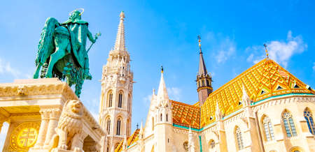 Wide panorama of Budapest old town, Hungaryの写真素材