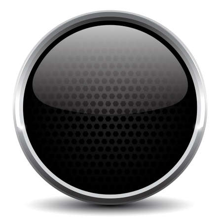 Black glass web button on white backgroundのイラスト素材