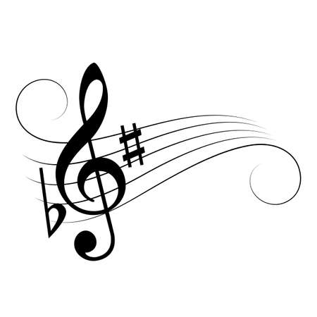 Music note staff vector cartoon isolated on white backgroundのイラスト素材
