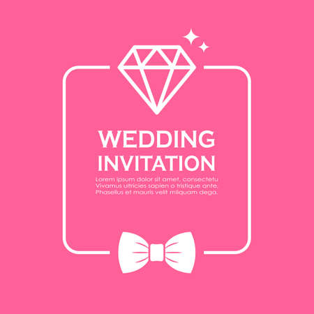 Wedding invitation vector card design on pink backgroundのイラスト素材