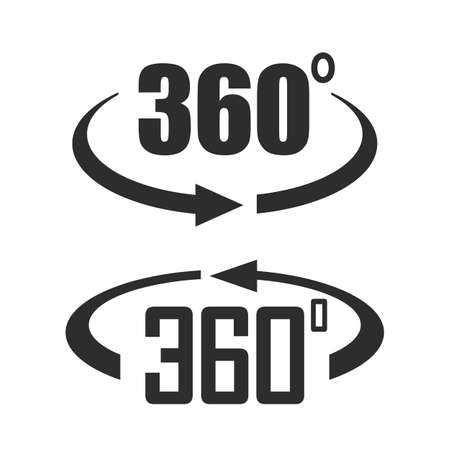 360 degree vector icons set isolated on white backgroundのイラスト素材