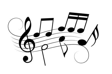 Music staff and notes, vector cartoon on white backgroundのイラスト素材