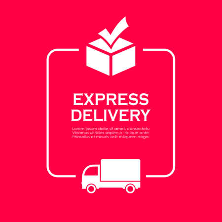 Express delivery text box design on red backgroundのイラスト素材