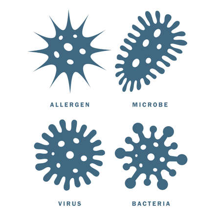 Parasitic microbes vector icons set isolated on white backgroundのイラスト素材