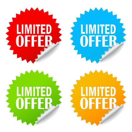 Limited offer vector stickers set isolated on white backgroundのイラスト素材