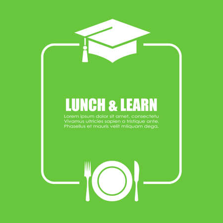 Lunch and learn vector poster on green backgroundのイラスト素材