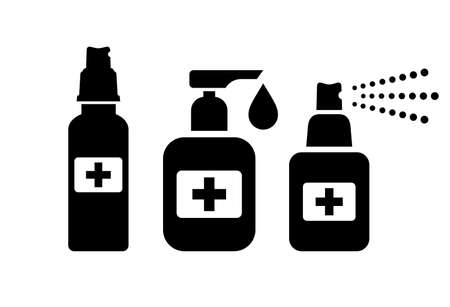 Hand sanitizer bottle vector icons on white backgroundのイラスト素材