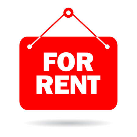 For rent hanging vector sign isolated on white backgroundのイラスト素材