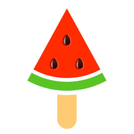 Watermelon piece on a stick vector icon isolated on white backgroundのイラスト素材
