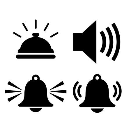 Sound alarm vector icons set isolated on white backgroundのイラスト素材
