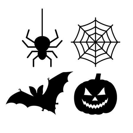 Halloween vector icons set isolated on white backgroundのイラスト素材