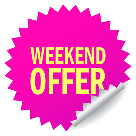Weekend offer star note paper on white backgroundのイラスト素材