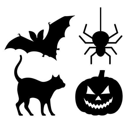 Halloween scary icons isolated on white backgroundのイラスト素材