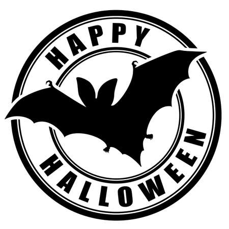 Happy Halloween round emblem on white backgroundのイラスト素材