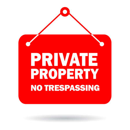 Private property sign, no trespassing warning board on whiteのイラスト素材