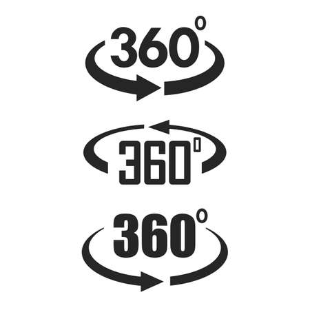 360 degree angle vector icons set isolated on whiteのイラスト素材