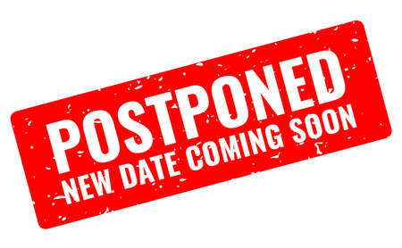Postponed event grunge banner, new date coming soonのイラスト素材