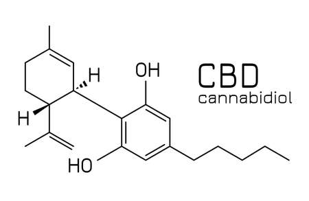 CBD or cannabidiol molecule structure, vector formula on white backgroundのイラスト素材