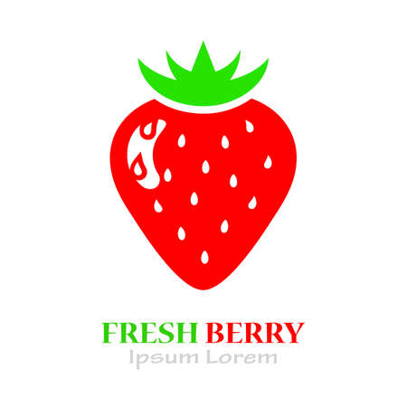 Strawberry vector logo isolated on white backgroundのイラスト素材