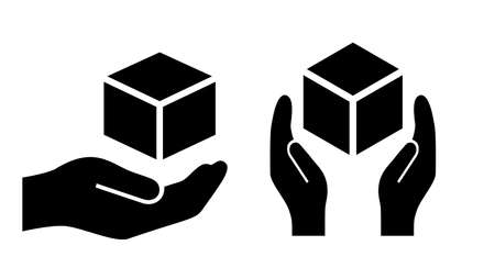 Parcel delivery icon, handle with care signs isolated on white backgroundのイラスト素材