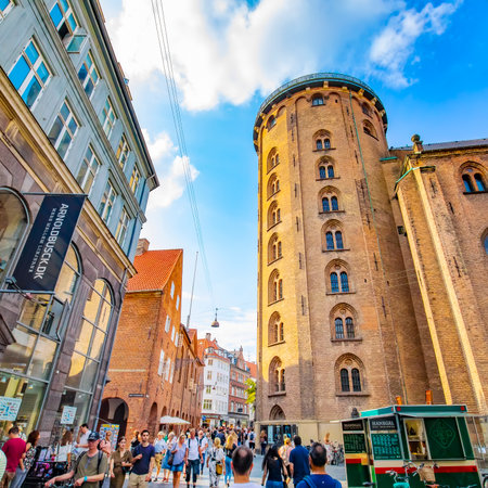 Copenhagen, Denmark - June 19, 2020: Old town and Round Towerのeditorial素材