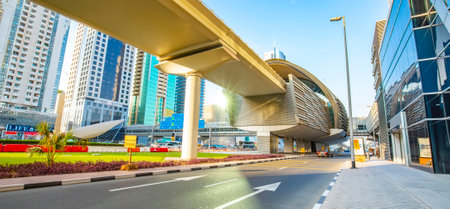 Dubai, UAE - 12 March, 2020: Modern street Sheikh Zayed Rd in central Dubai, UAEのeditorial素材