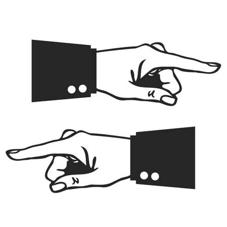 Hand with pointing finger, vector illustration on white backgroundのイラスト素材