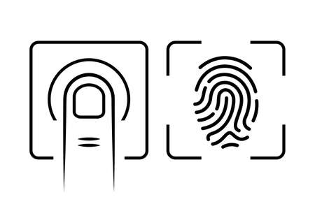 Finger print scan icon, biometric identification symbol on white backgroundのイラスト素材