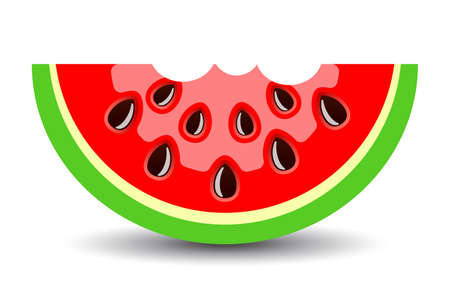 Watermelon bite vector icon isolated on whiite backgroundのイラスト素材